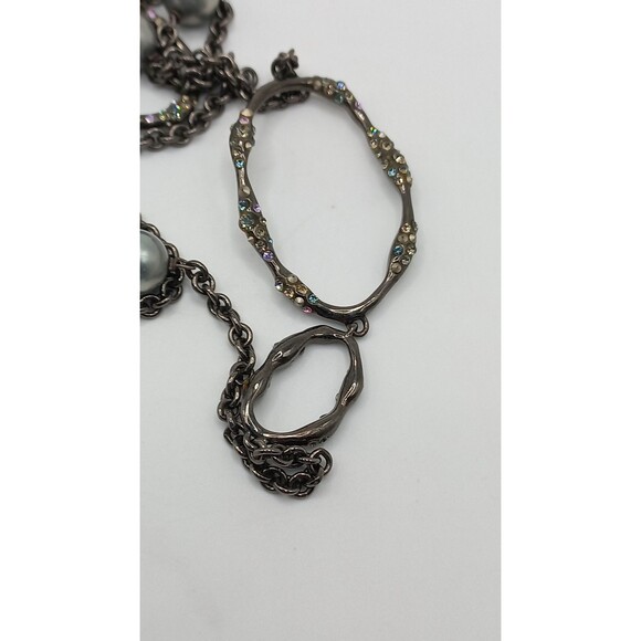 Alexis Bittar Jeweled Oval Links,  Faux Pearls Necklace  43" Long - Picture 8 of 9